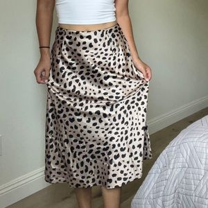 Silky Midi Skirt cheeta print